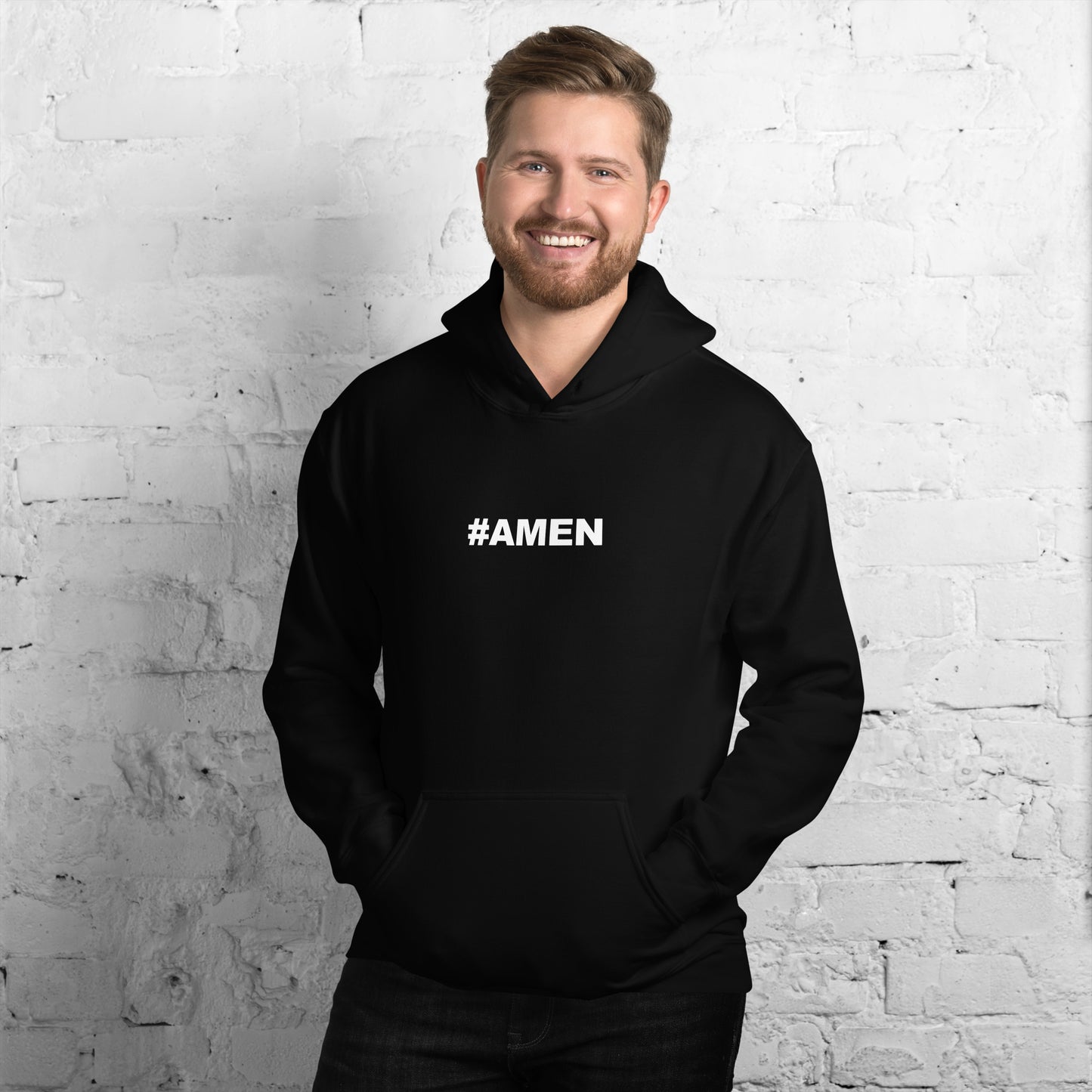 Men's #Amen - Luxury Black Hoodie